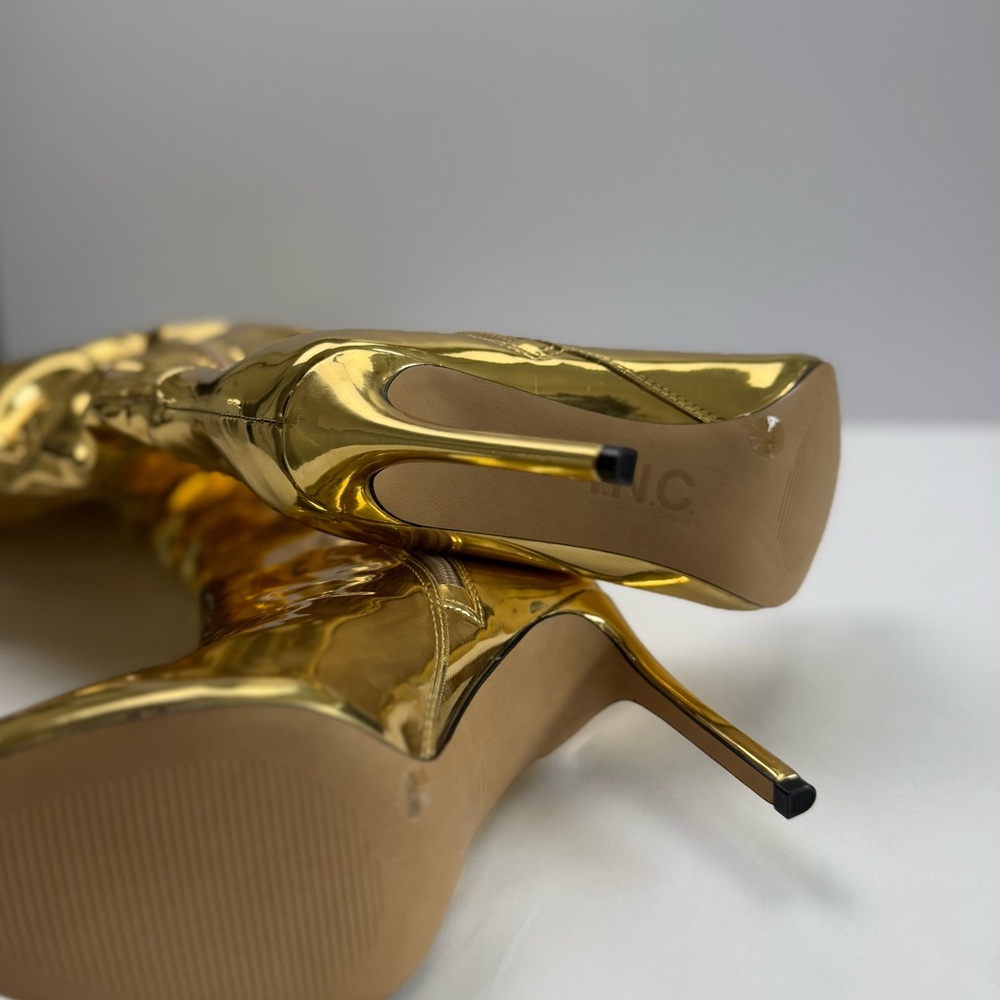 NWT I.N.C. Iyonna Gold Metallic Knee High Stiletto Boots Size 6M Glam Party - Picture 5 of 13